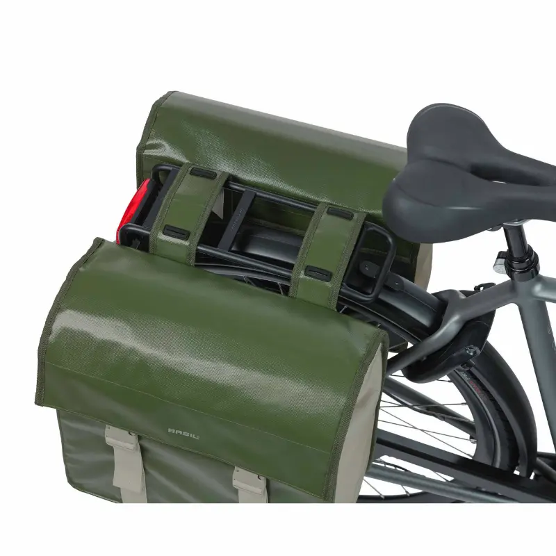 Doppelte Fahrrad-Gepäcktasche Basil urban load wasserdicht grün - sand 48-53L (41X18X46CM) waterproof — Ansicht 7