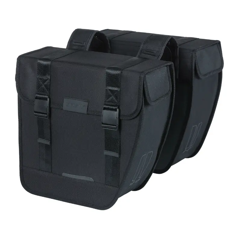 Sacoche arrière vélo double Basil Tour 28L noir (34X14X34CM) fixation porte-bagages