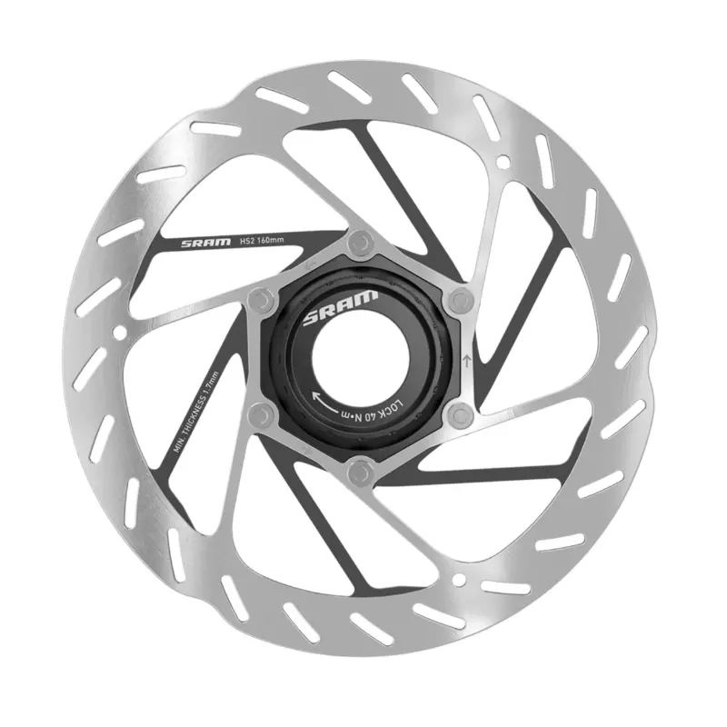 Bremseskive MTB SRAM HS2 160 mm Centerlock sølv rund kant