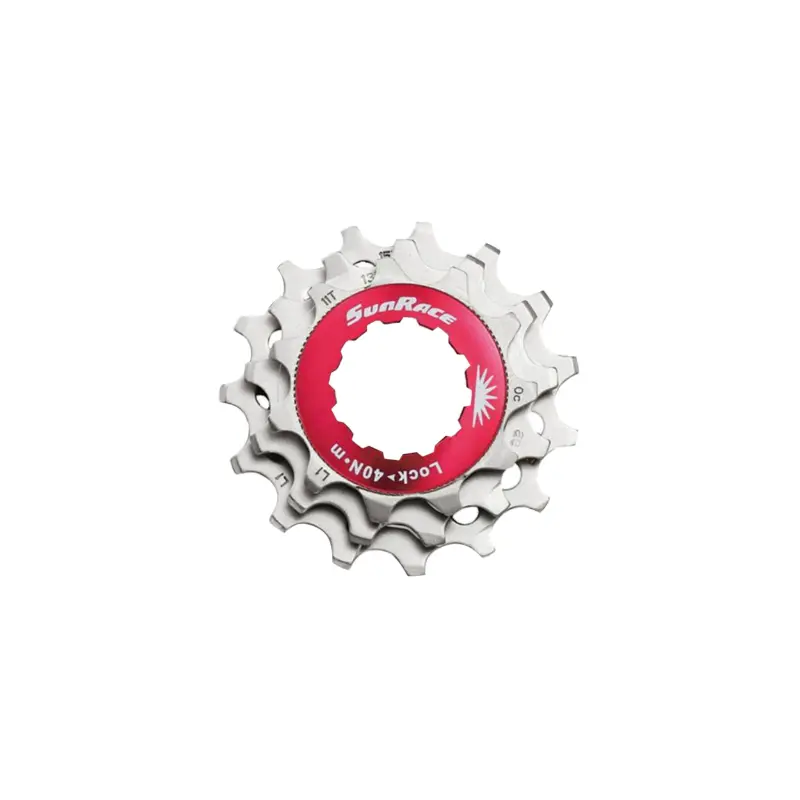 Kit 3 pignons Sunrace pour cassette 12V 11-13-15 métallique argent avec contre-écrou de blocage
