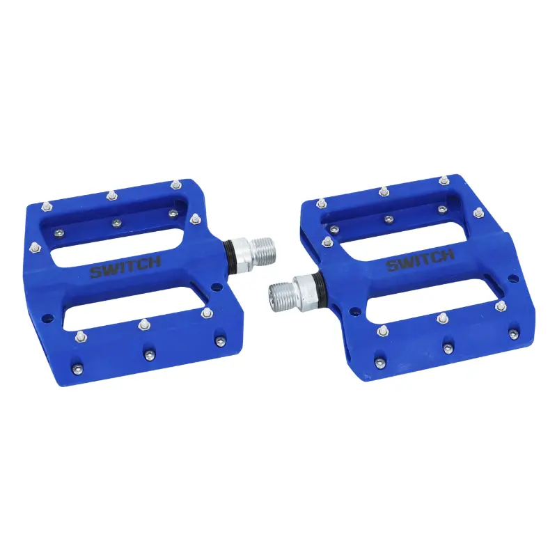 MTB Plattformpedale Downhill SWITCH Kunststoff blau Gewinde 9/16 mit silbernen Pins (Paar)