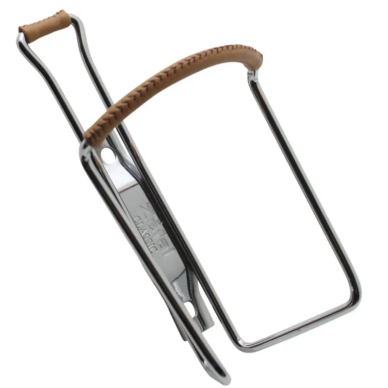 Porte-bidon Zéfal vintage acier chromé avec gainage cuir marron diam 4 mm 80 g