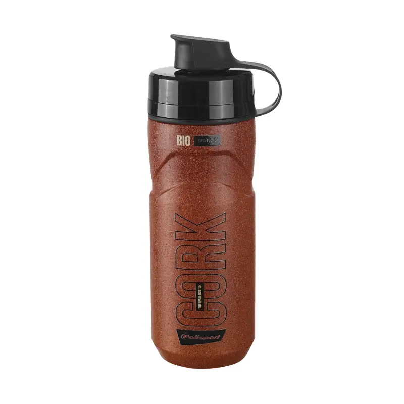 Bidon isotherme Polisport 4H hot-cold liège bio marron recyclable 500 ml