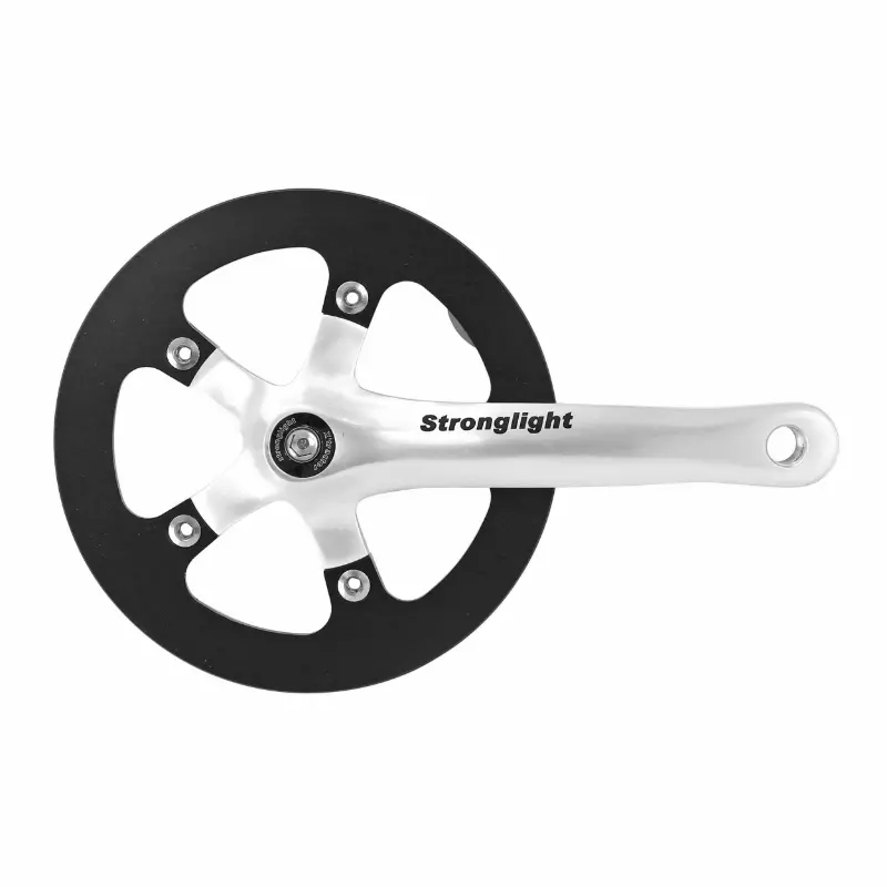 Pedalier city Stronglight 8V. impact r argent 170MM 42DTS avec carter pour transmission sans tendeur de chaine pour moyeux vitesses integrees (axe carre 127MM)