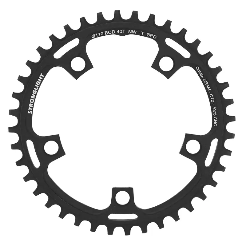 Gravel Kettenblatt 5BRA d.110 für sram Stronglight CT2 40DTS mono schwarz kompatibel red-force-rival 11V. narrow wide