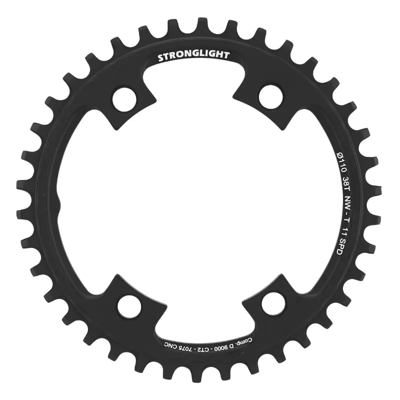 Gravel-Kettenblatt 4BRA d.110 für Shimano Ultegra 6800 Stronglight CT2 38DTS Mono schwarz kompatibel mit Dura-Ace 9000 - 105 5800 11V. Narrow Wide