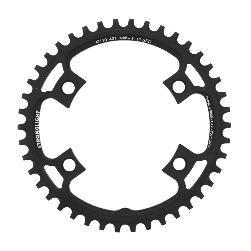 Plateau gravel 4BRA d.110 pour shimano ultegra 6800 Stronglight CT2 42DTS mono noir compatible dura-ace 9000 - 105 5800 11V. narrow wide