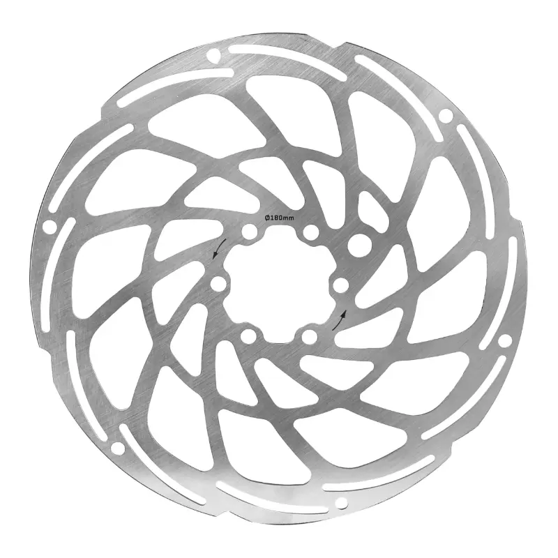 Disque de frein VTT 6 trous Newton brakco compatible shimano et autres 180 MM argent pour vae - e-bike avec renfort supplementaire de 2MM + 6 vis