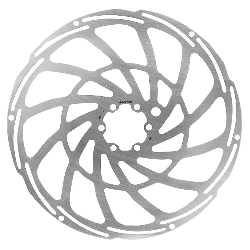 Disque de frein VTT 6 trous Newton brakco compatible shimano et autres 220 MM argent pour vae - e-bike avec renfort supplementaire de 2MM + 6 vis