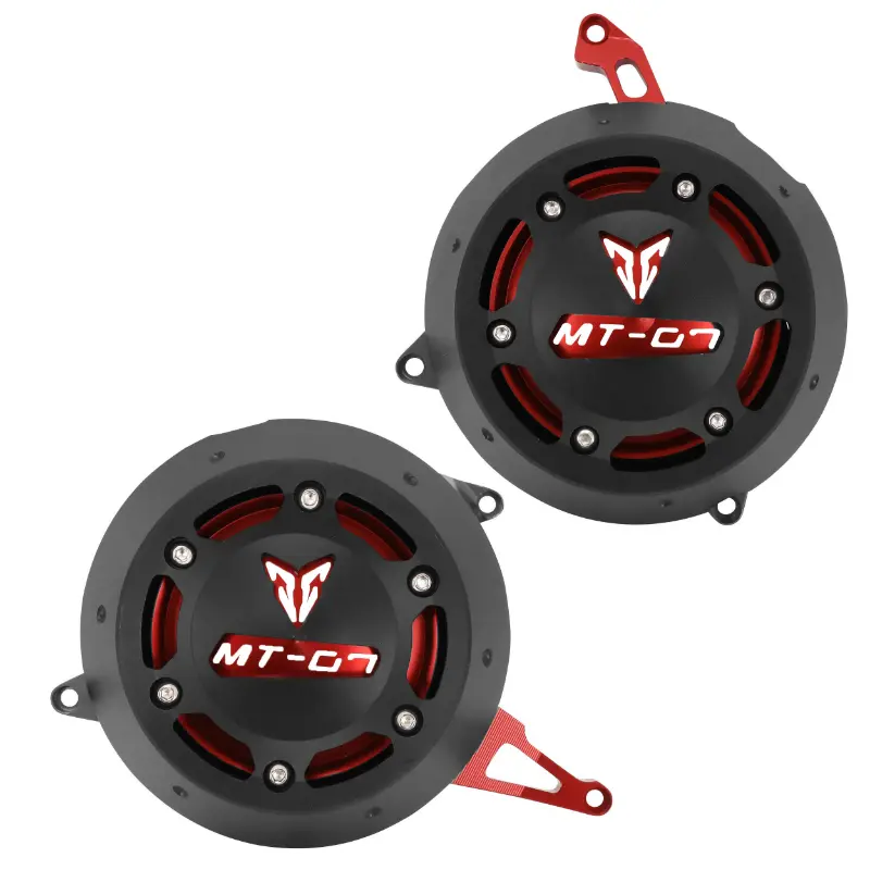 AVOC 크랭크케이스 가드 야마하 MT-07 700 2014-2020 블랙-레드 양극산화 알루미늄 (페어)
