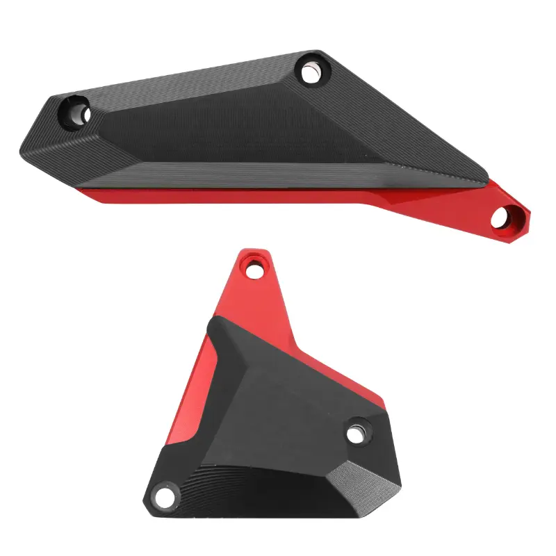 Protection couvre-carter partiel Yamaha MT-07 700 2014-2018 aluminium CNC anodisé noir-rouge (paire)