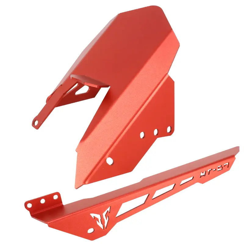 Hinterer Kotflügel AVOC Motorrad adaptierbar mit Kettenkasten für Yamaha 700 MT-07 2014+ Aluminium CNC eloxiert rot mit Muster