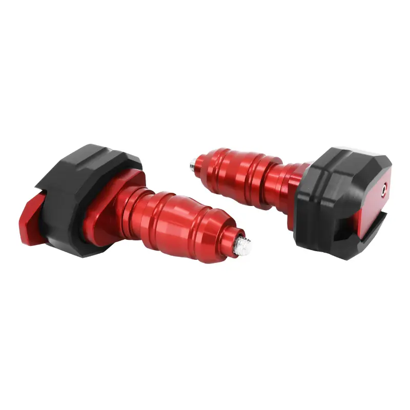 Schutzstopfen Motorrad Alu CNC eloxiert rot-schwarz d.10 mm AVOC (Paar)