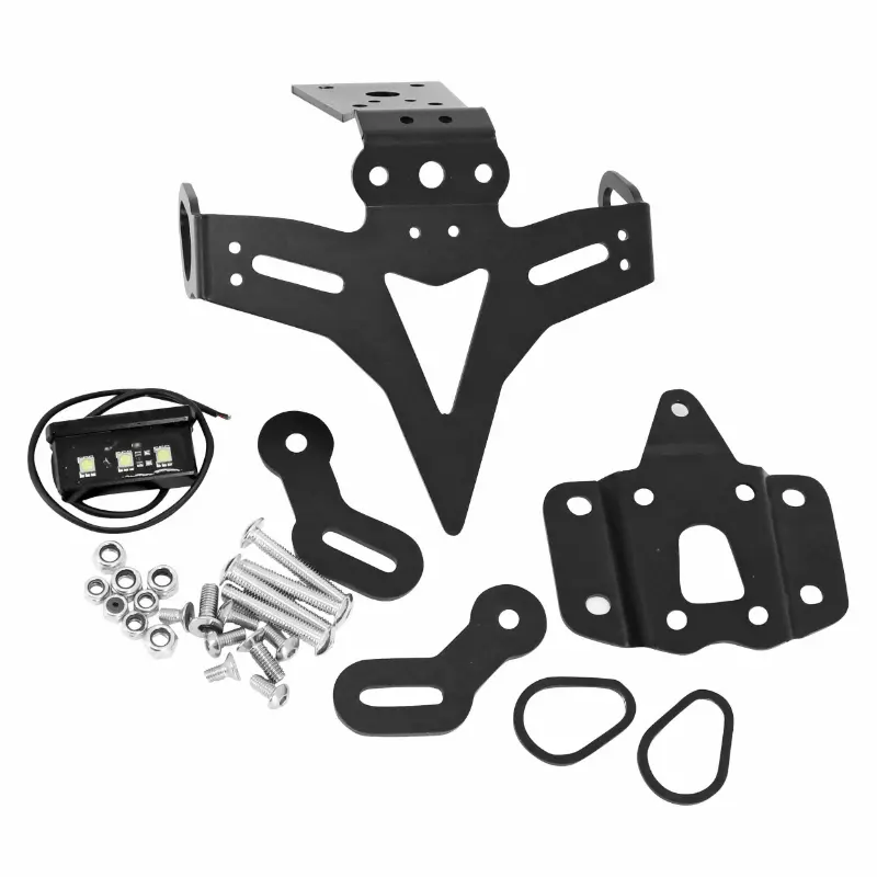 AVOC adaptierbare Kennzeichenhalterung Yamaha MT-07 700 2014-2020 Kurzmodell Aluminium schwarz mit LED-Beleuchtung