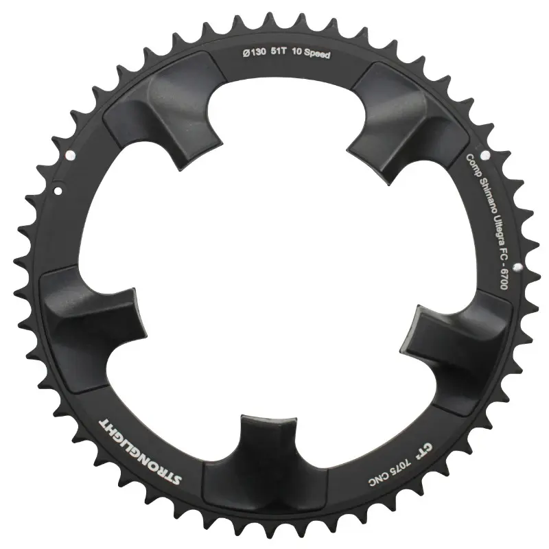 Plateau route 5BRA d.130 pour shimano ultegra 6700 Stronglight CT2 51DTS exterieur noir 10V.