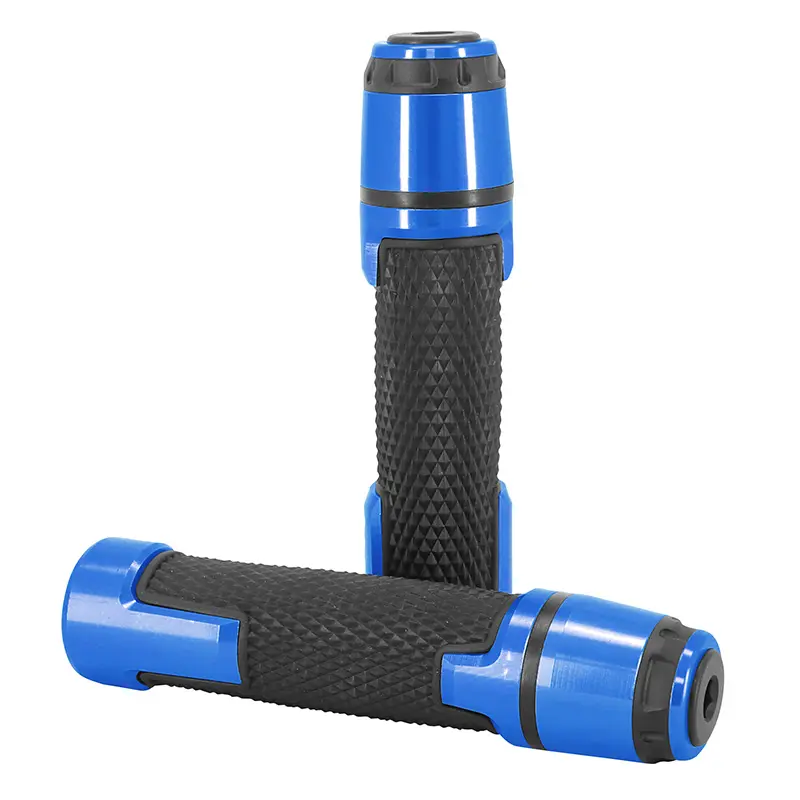 Revêtement de poignée AVOC moto antidérapant avec embout de guidon adaptable Yamaha 700 MT-07 bleu anodisé (paire)