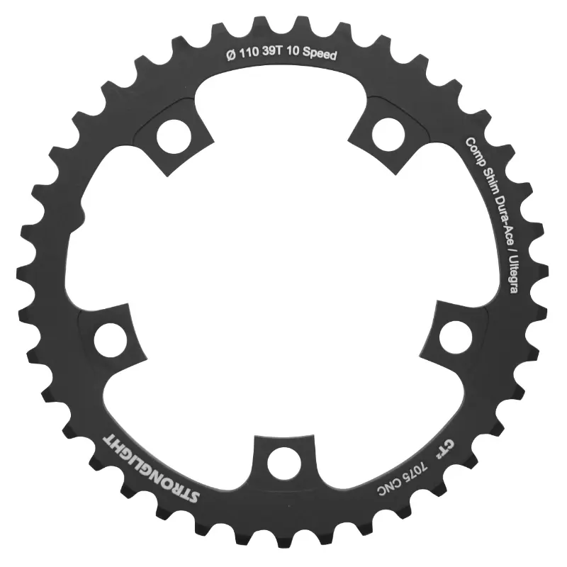 Plateau route 5BRA diamètre 110 pour Shimano Ultegra 6750 Stronglight 39DTS intérieur noir CT2 10V