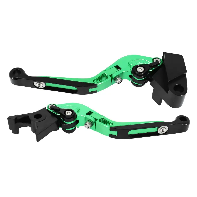 Leviers de frein et embrayage réglables rétractables AVOC CNC vert anodisé Kawasaki Z900 Z650