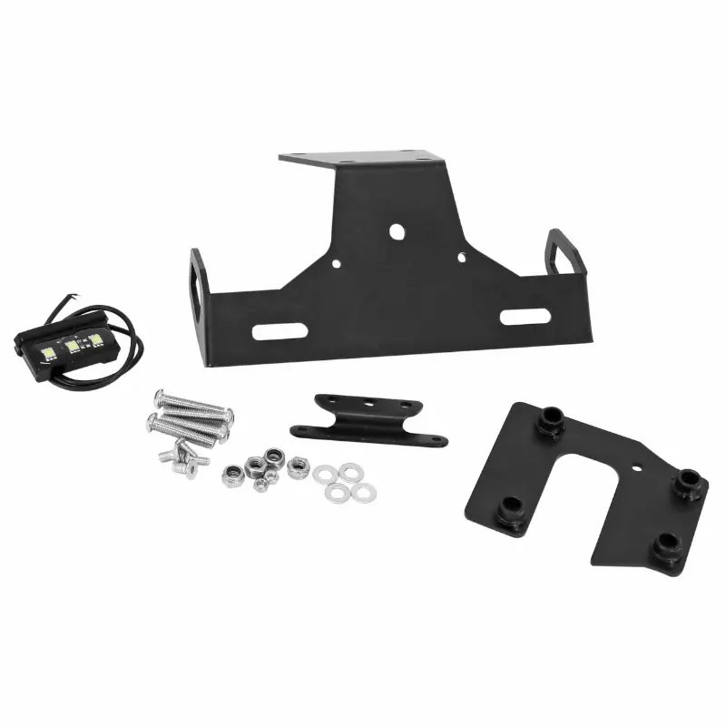 Support de plaque immatriculation AVOC Kawasaki Z900 modèle court aluminium noir avec éclairage LED