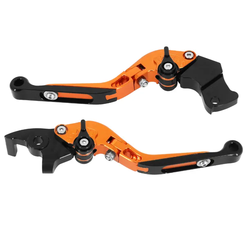 Levier de frein-embrayage AVOC réglable rétractable CNC KTM 125 Duke 2011+ orange-noir (paire)