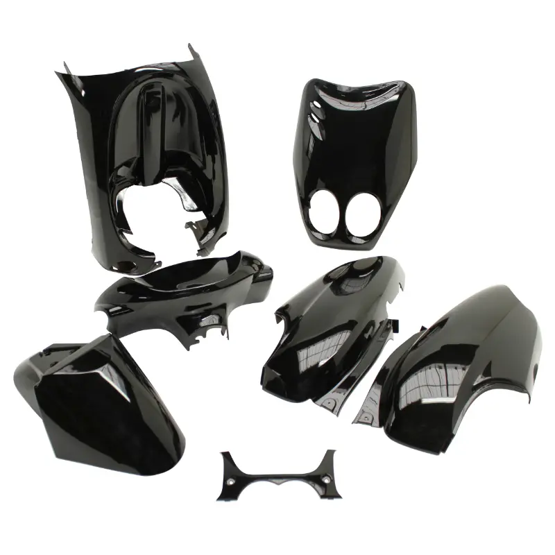 Carrosserie-carenage MBK Ovetto 2002-2007 / Yamaha Neos 2002-2007 noir brillant 7 pièces P2R