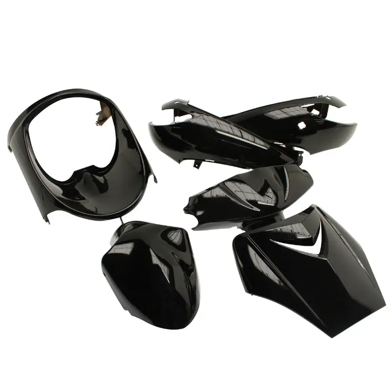 Karosserie-Verkleidungssatz scooter adaptierbar Peugeot 50 Vivacity 1998-2007 hochglanz schwarz Kit 6-teilig P2R