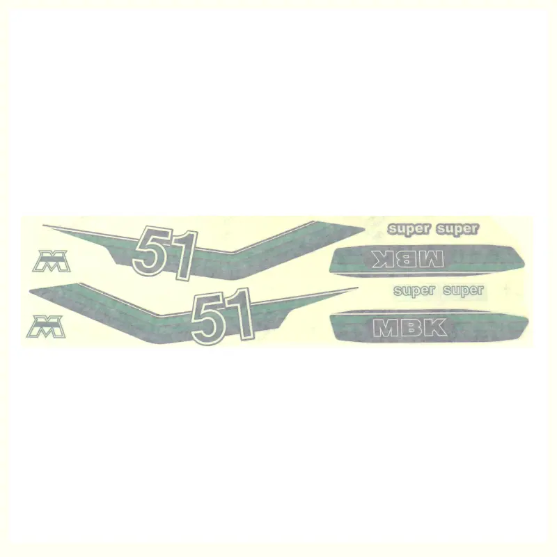 Autocollants sticker cyclo MBK 51 Super vert - Pochette de 8 pièces Sélection P2R