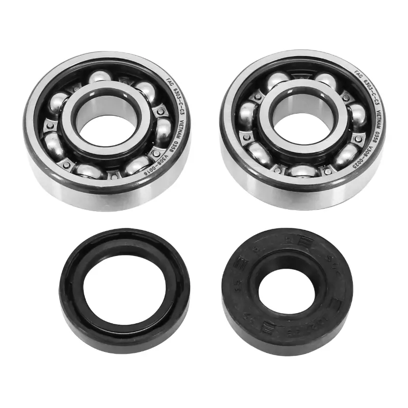 Roulement d'embiellage + joint 50 a boite P2R adaptable minarelli 50 AM6-MBK 50 x-power-yamaha 50 tzr-peugeot 50 XPS, XR6-RIEJU 50 RS1, smx-beta 50 RR (kit 6303 fag acier C3-JOINT spi nitrile)