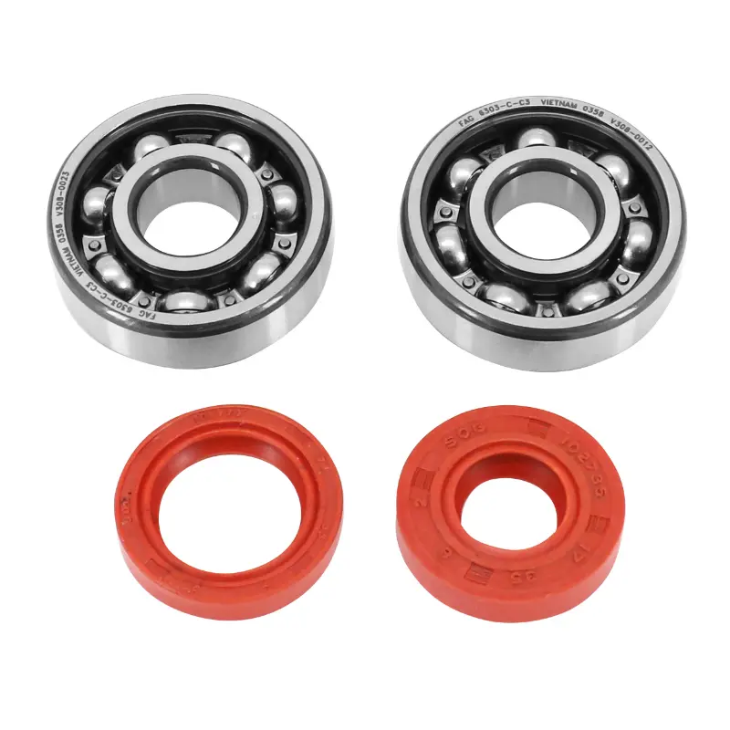Roulement d'embiellage + joint 50 a boite P2R adaptable minarelli 50 AM6-MBK 50 x-power-yamaha 50 tzr-peugeot 50 XPS, XR6-RIEJU 50 RS1, smx-beta 50 RR (kit 6303 fag acier C3-JOINT spi racing)