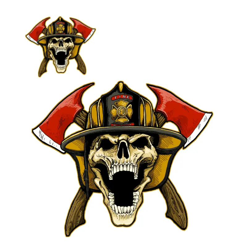 Aufkleber Lethal Threat mini pompier skull 60x80mm