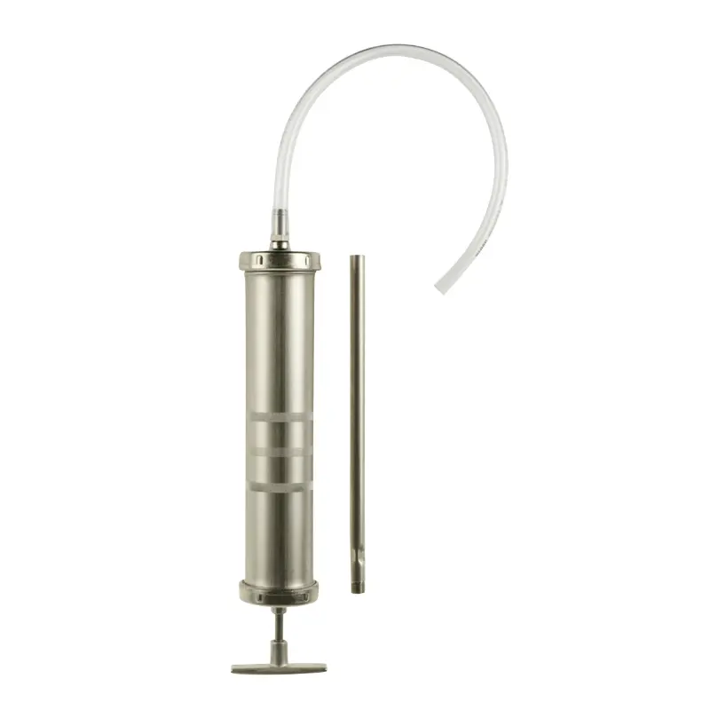 Seringue huile-pétrole-gazole-fuel Pressol acier nickelé 500 ml avec canne d'aspiration
