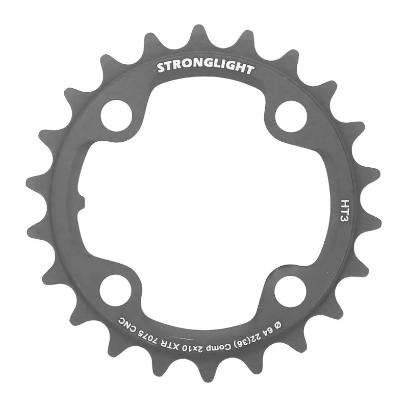 Plateau VTT 4BRA d.64 pour shimano XTR M980 Stronglight HT3 double 22DTS interieur noir (pour exterieur 36DTS) non filete 10V.