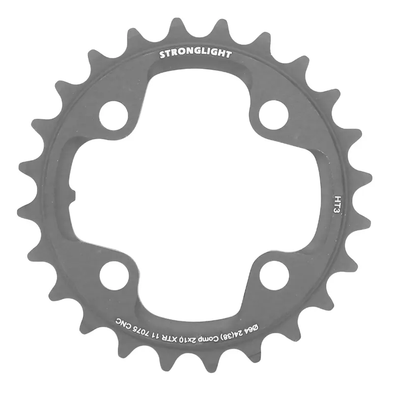 MTB chainring 4BRA d.64 for shimano XTR M980 Stronglight HT3 double 24T inner black (for outer 38T) non-threaded 10S.