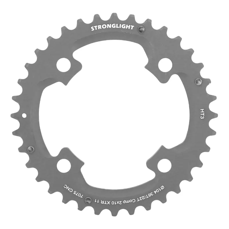 Plateau VTT 4BRA d.104 pour shimano XTR M980 Stronglight double HT3 36DTS exterieur noir (pour interieur 22DTS) non filete 10V.