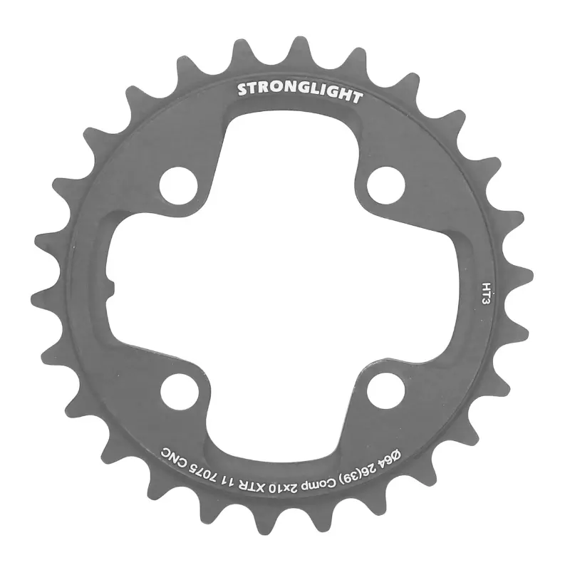Stronglight HT3 4BRA MTB-Kettenblatt D.64 für Shimano XTR M980 Doppel 26DTS Innen schwarz (für Außen 39DTS) nicht geschraubt 10-fach.