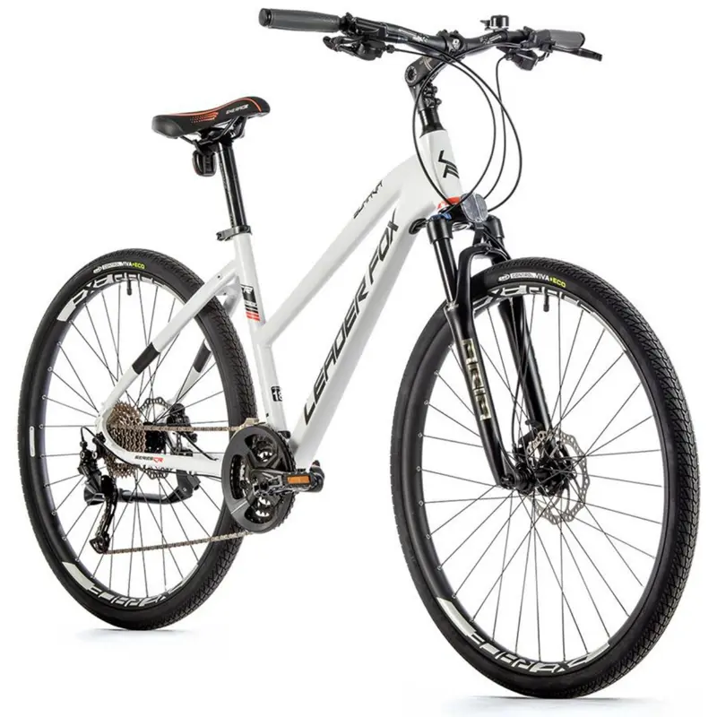 Vélo VTC 28 Leader Fox Sumava femme blanc mat 9V cadre 20 pouces