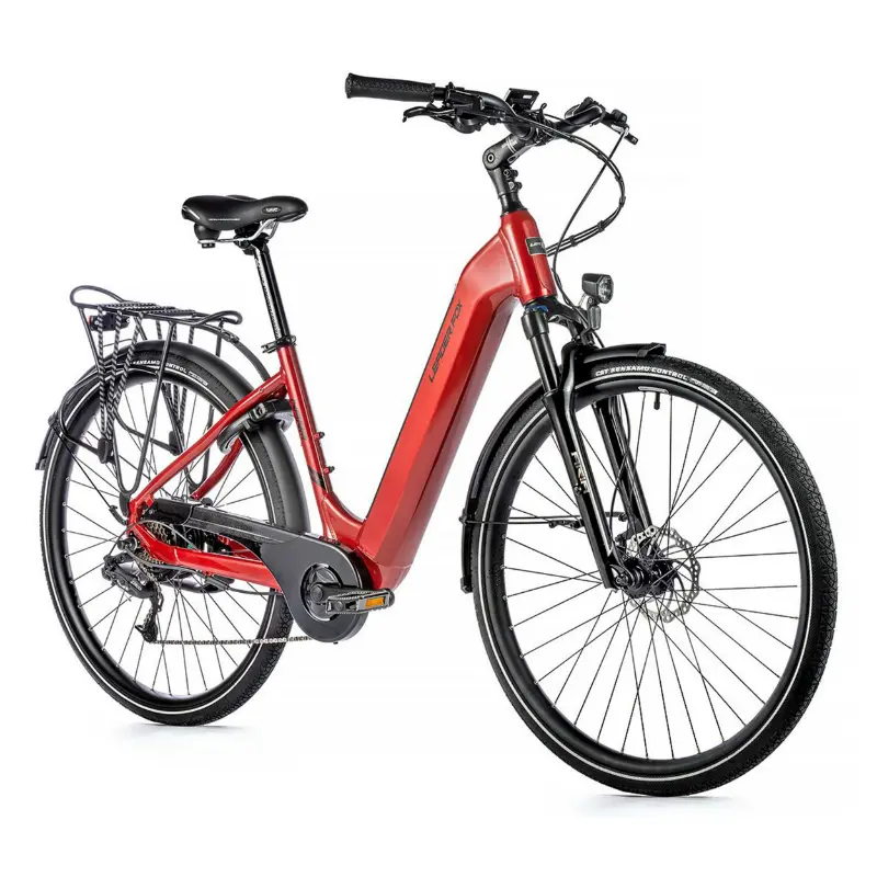 Velo electrique-vae city 28 Leader Fox nara mixte rouge 7V moteur roue ar bafang 36V 45NM batterie 15AH (16,5'' - H43CM - taille s - pour adulte de 158CM à 168CM)