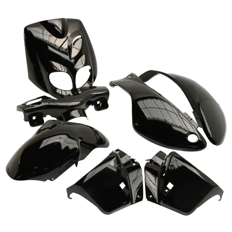 Carrosserie-carénage Peugeot 50 TKR Trekker 2007+ noir brillant kit 7 pièces P2R