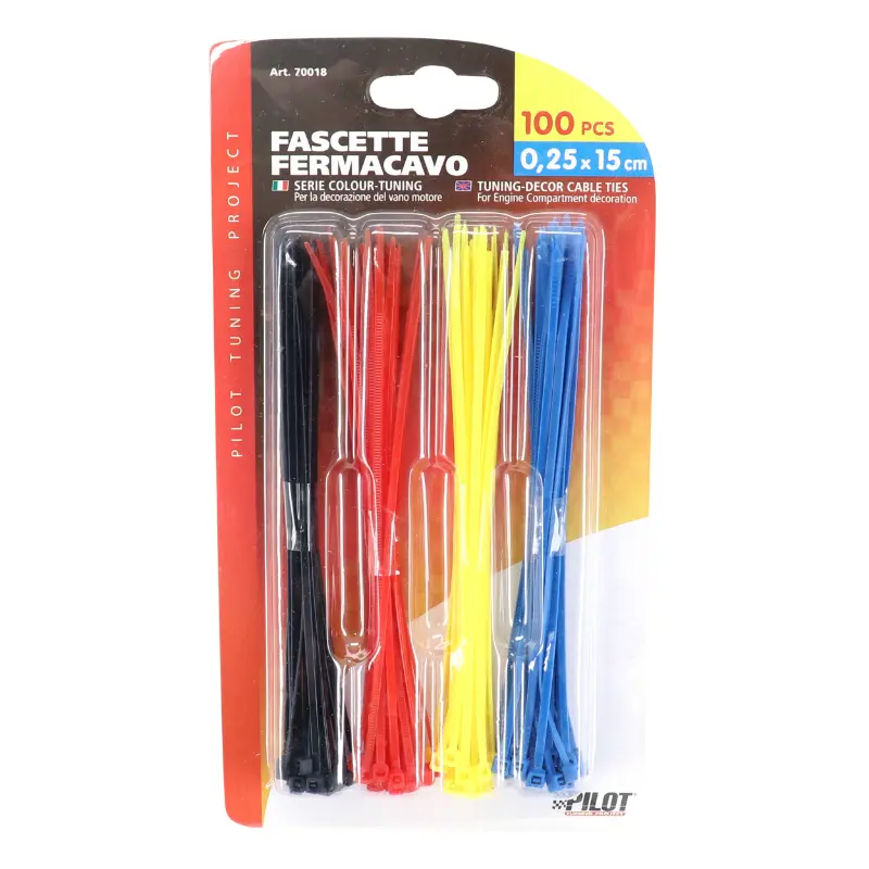 Collier de serrage nylon rilsan 2,5x150 mm assortiment noir bleu rouge jaune (lot de 100) Sélection P2R