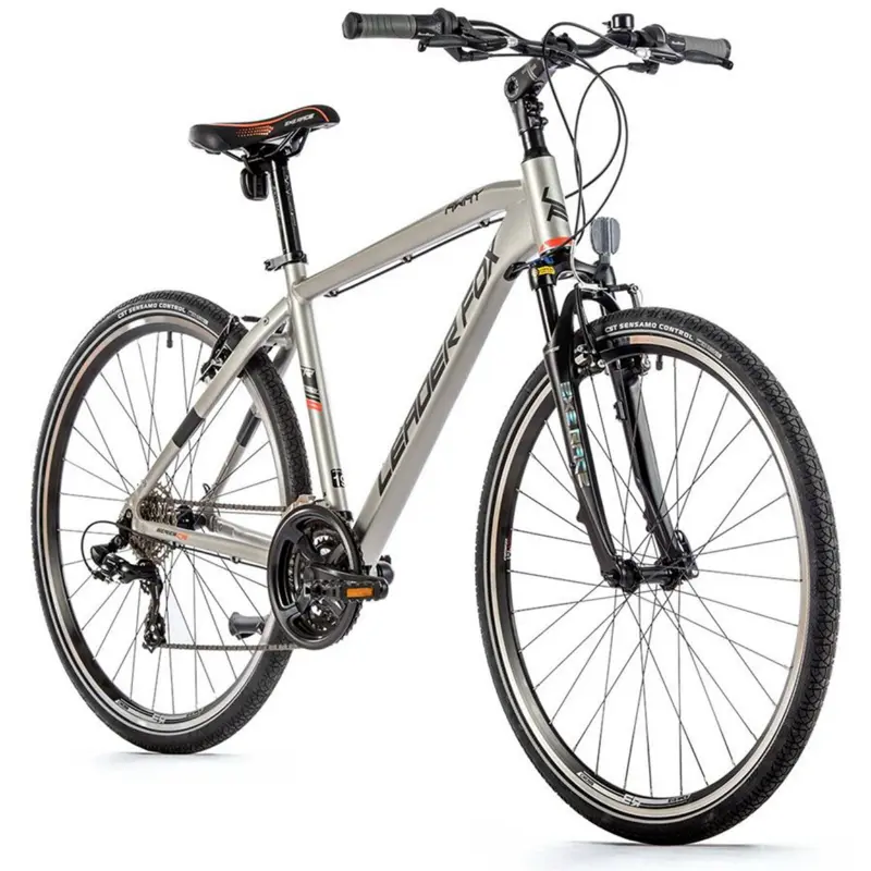 Bicicleta todo terreno VTC 28 polegadas Leader Fox Away homem prateado mate 7 velocidades quadro 22,5 polegadas