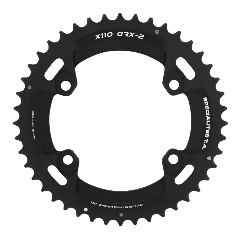 Gravel-Kettenblatt 4BRA Ø110 für Shimano GRX Doppel TA X110 außen 44DTS kompatibel rx600-rx810 schwarz 10-11f.