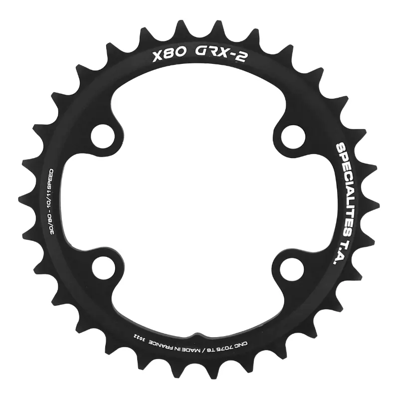 Gravel-Kettenblatt 4BRA D.80 für Shimano GRX Doppelkurbel X80 30DTS Innenlager kompatibel mit RX600-RX810 schwarz 10-11V.