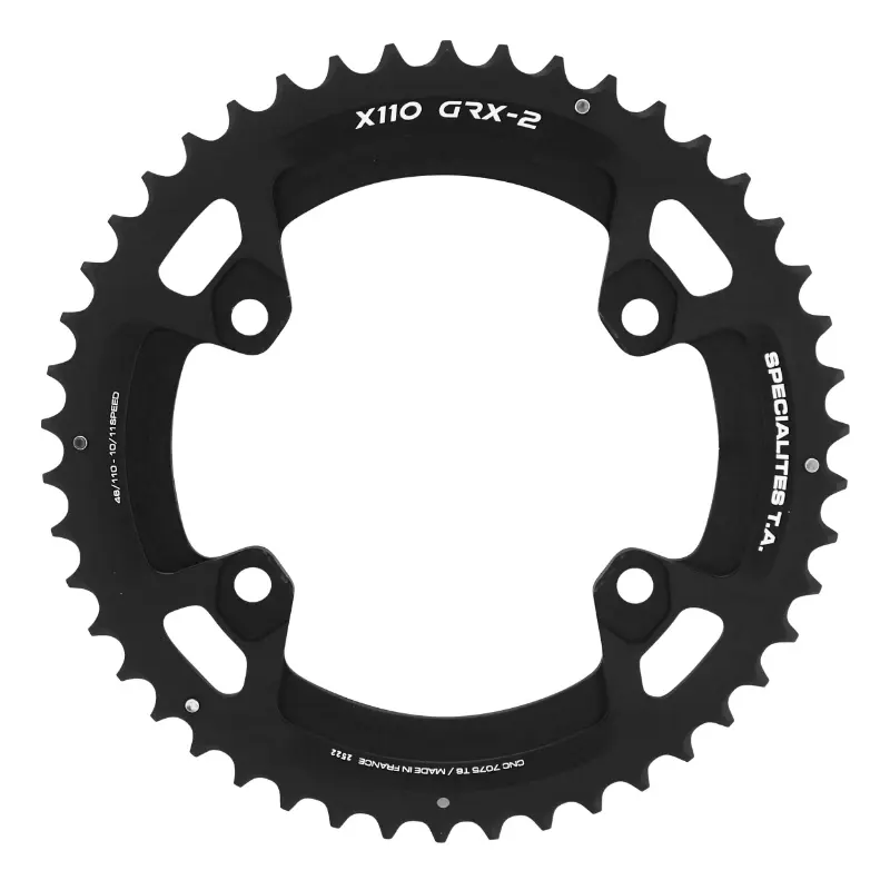 Plateau gravel 4BRA d.110 pour shimano GRX double ta X110 exterieur 46DTS compatible rx600-rx810 noir 10-11V.