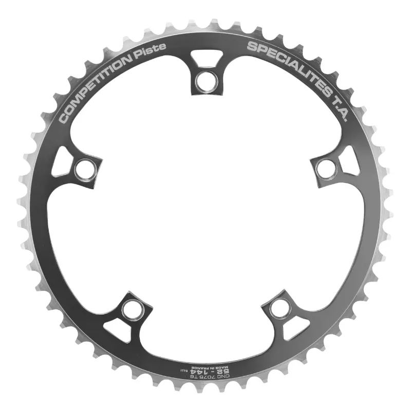 Plateau piste Spécialités TA 5BRA diamètre 144 alésage 52DTS chaîne 3,17 mm argent alu 7075