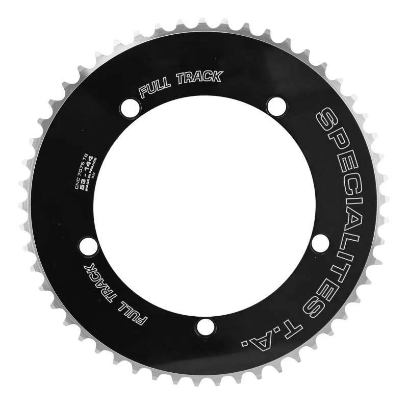 Kettenblatt Rennstrecke Spécialités TA 5BRA Durchmesser 144 mm full track 53 DTS schwarz Alu 7075 Kette 3,17 mm (1"1/8)