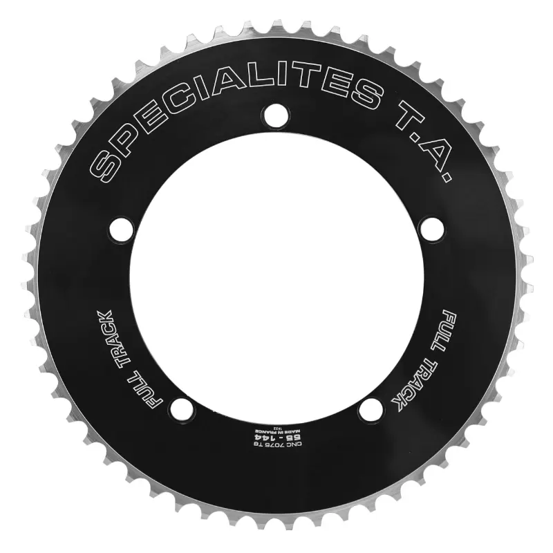 Plateau piste Spécialités TA 5BRA diamètre 144 mm full track 55 DTS noir alu 7075 chaîne 3,17 mm (1"1-8)