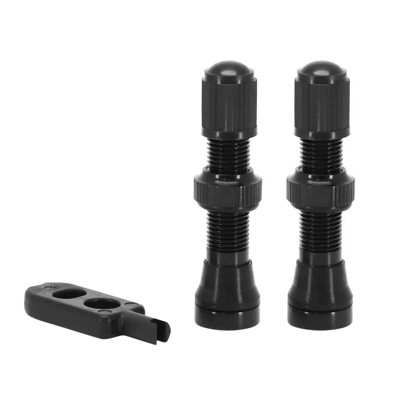 Tubeless-Ventil Schrader Velox Aluminium schwarz 44 mm abnehmbare Mutter (Paar)