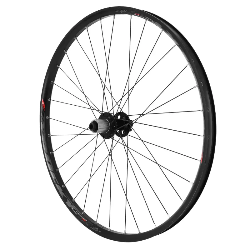 Roue VTT disque 27.5" trucky 30 tubeless ready arriere noir moyeu Velox roulement disque 6 trous 11-10V axe traversant 12-142 jante 30C 32 rayons -poids max 250 KG