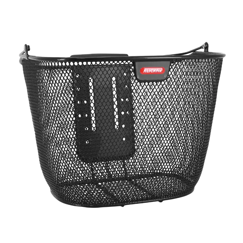 Klickfix 18 L কালো হ্যান্ডেলবাস্কেট স্টিল হানিকম্ব ফ্রন্ট বাস্কেট হ্যান্ডেল সহ - 36 x 28 x 27 cm