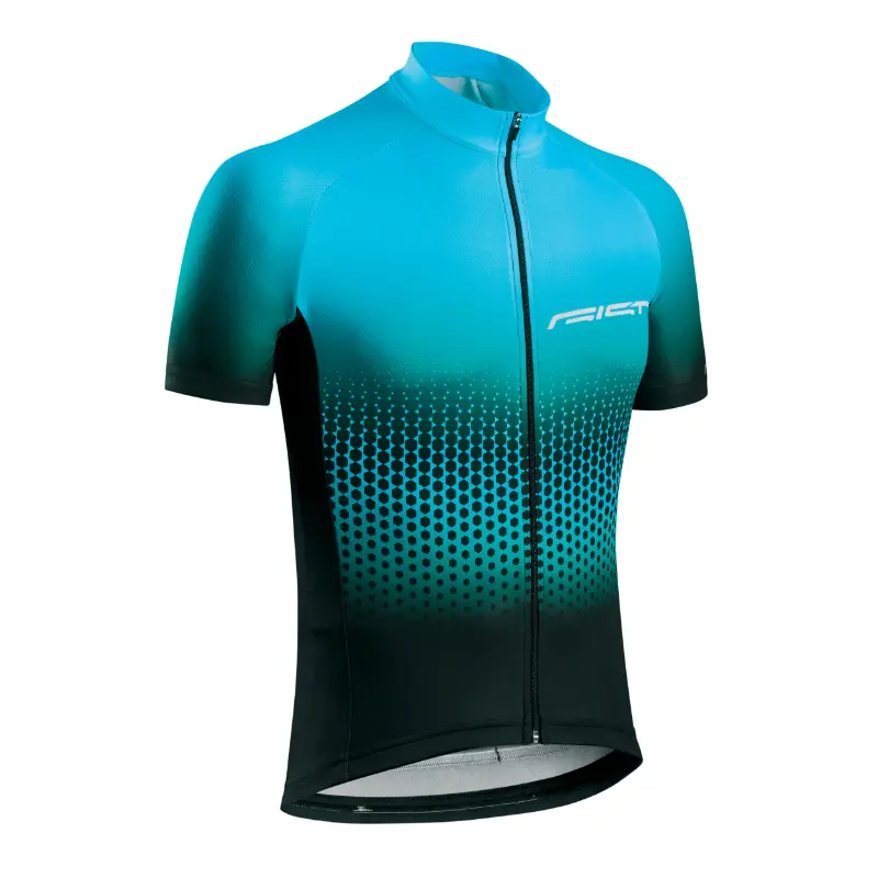 Maillot GIST été junior manches courtes zip total bleu dégradé 6-8 ans 8105